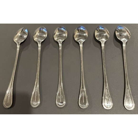 Wallace WAS159 Glossy Outline 18/10 Stainless Flatware Ice Tea Spoons Set Of 6 - Picture 2 of 5